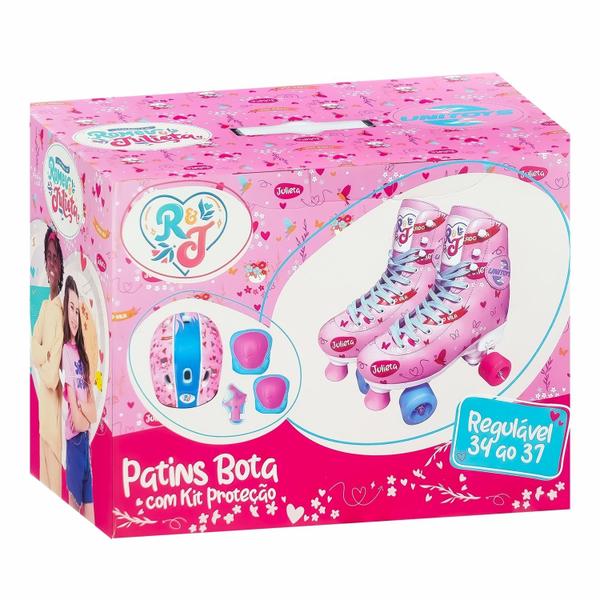 Imagem de Patins Ajustável A Infancia De Romeu E Julieta Roller Infantil Rosa Meninas 2551 - Unitoys