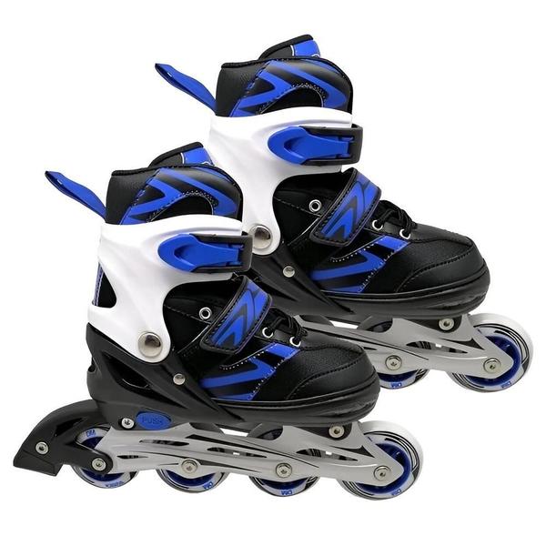 Imagem de Patins Ajustavel Radical Inline 33-37 Azul E Preto DM Toys