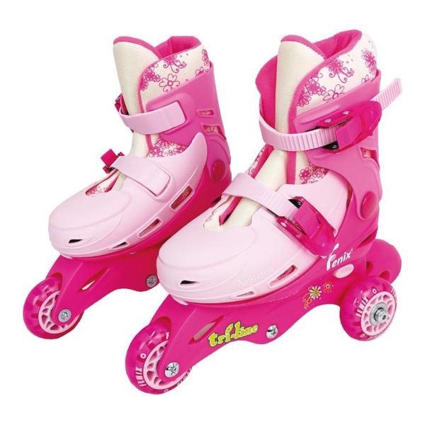 Imagem de Patins Ajustável Triline Com kit Proteção Rosa Fenix