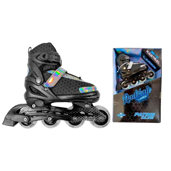 Imagem de Patins Azul Infantil 4 Rodas Led Luz Criança Menino Unitoys