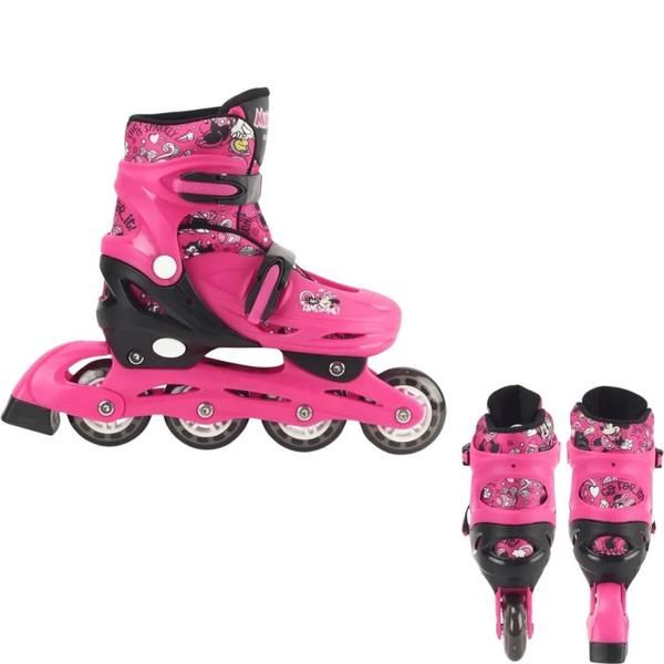 Imagem de Patins BBR Toys Disney Minnie Mouse Inline Triline Kit de Proteção Infantil 32/35