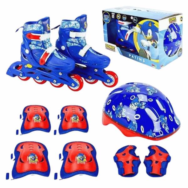 Imagem de Patins BBR Toys Sega Sonic Inline Kit de Proteção Infantil 36/39