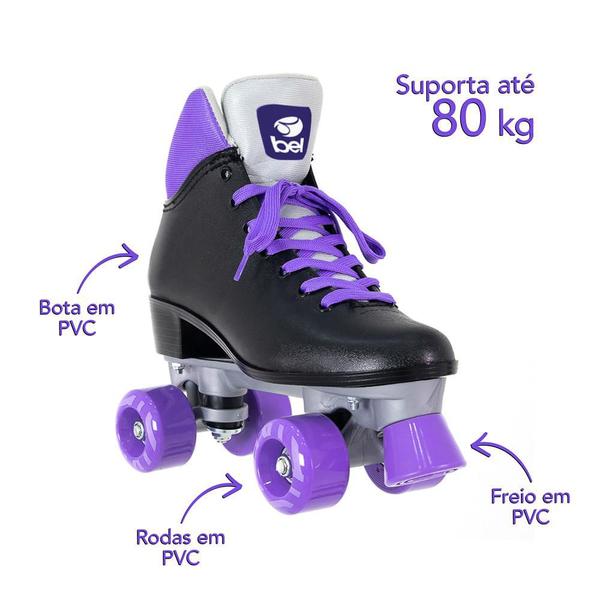 Imagem de Patins Bel Quad Retro Basic Preto/Roxo Tam 35