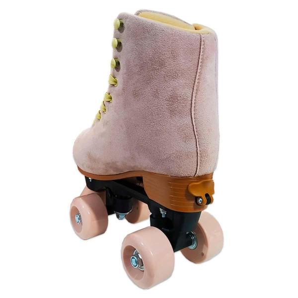 Imagem de Patins Camurça Ajustável Rosa 4 Rodas California 31 A 34