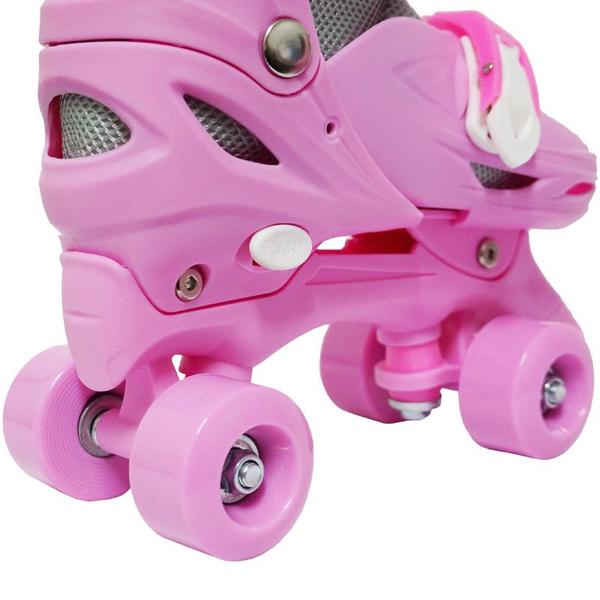 Imagem de Patins Clássico Quad 4 Rodas Roller de Rua Feminino Rosa Tamanho 33 34 35 36 Importway BW-016-R