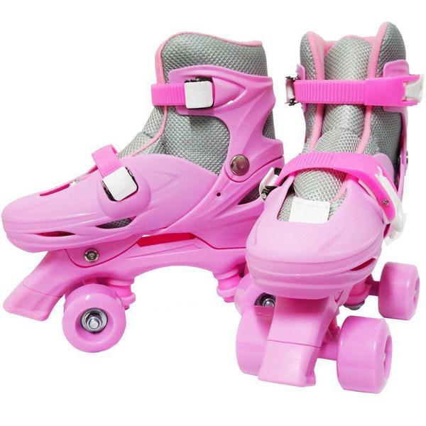 Imagem de Patins Clássico Quad 4 Rodas Roller de Rua Feminino Rosa Tamanho 33 34 35 36 Importway BW-016-R