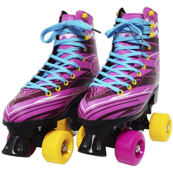 Imagem de Patins Clássico Tradicional Quad 4 Rodas Roller de Rua Feminino Rosa Tamanho 31 Importway BW-020-R