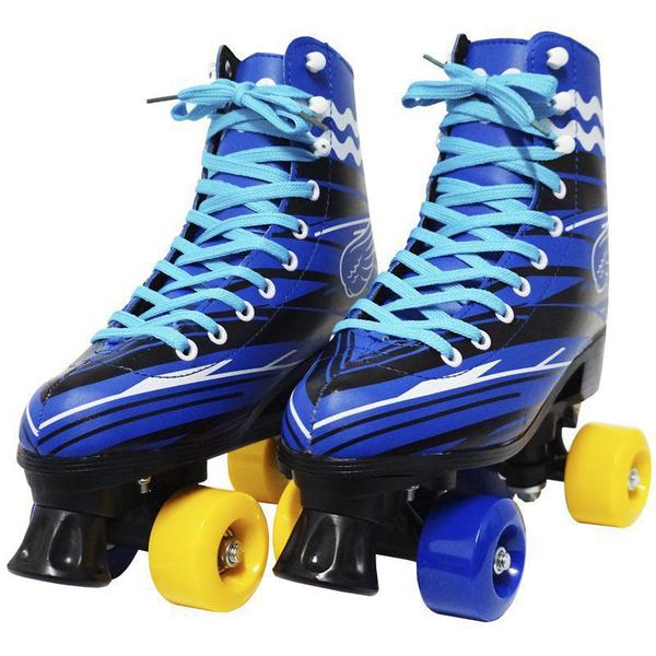 Imagem de Patins Clássico Tradicional Quad 4 Rodas Roller de Rua Masculino Azul Tamanho 28 Importway BW-020-AZ