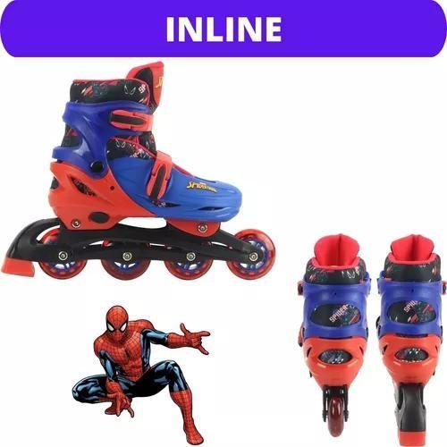 Imagem de Patins Homem Aranha Rodas Inline Gel 36 ao 39 C/ Kit Proteção - BBR