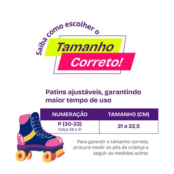 Imagem de Patins Infantil 3 em 1 com Kit de Proteção Tam. 30 a 33 Rosa Claro Unitoys