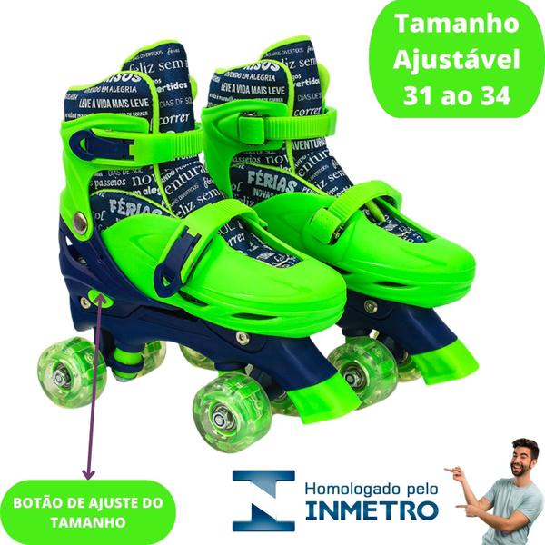 Imagem de Patins Infantil 4 Rodas de Gel com LED Quad Roller Tam. Ajustável 31 ao 34