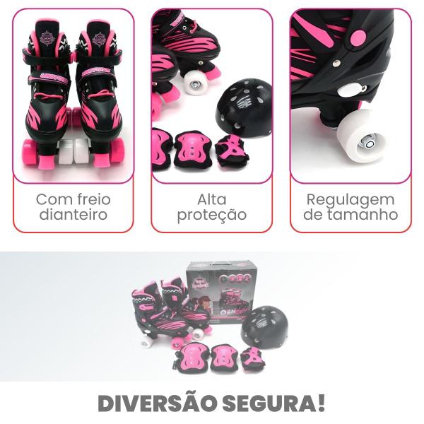 Imagem de Patins Infantil Ajustavel com Kit de Proteção Tam 30 ao 33 