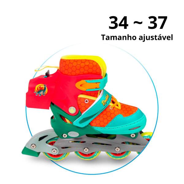 Imagem de Patins Infantil Inline Ajustável com Led e Fumaça Unitoys 34-37 Laranja  Radikale Play Smoke 1803M 