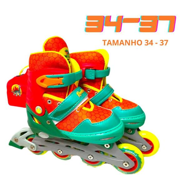 Imagem de Patins Infantil Laranja Smoke Masculino Tam 34 37 Led Fumaça