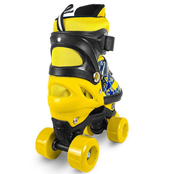 Imagem de Patins Infantil Quad Ajustavel Preto E Amarelo Com Acessórios De Proteção - Zippy Toys