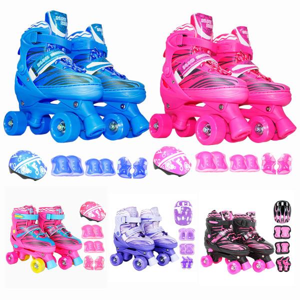 Imagem de Patins Infantil Roller 4 Rodas + Capacete Proteção Ajustável