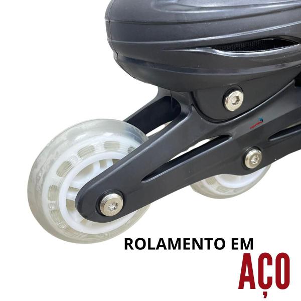 Imagem de Patins Infantil Roller In Line 4 Rodas Importway Ajustável Preto 31 ao 34 Crianças e Adultos