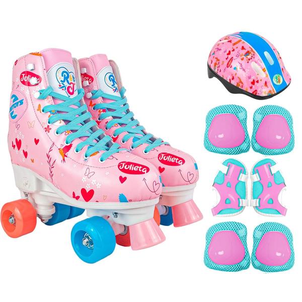 Imagem de Patins Infantil Roller Quad 4 Rodas Ajustável Com Capacete E Kit Proteção - Unitoys