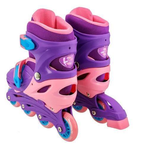 Imagem de Patins Infantil Roxo Com Kit De Proteção Tamanho 34 Ao 37