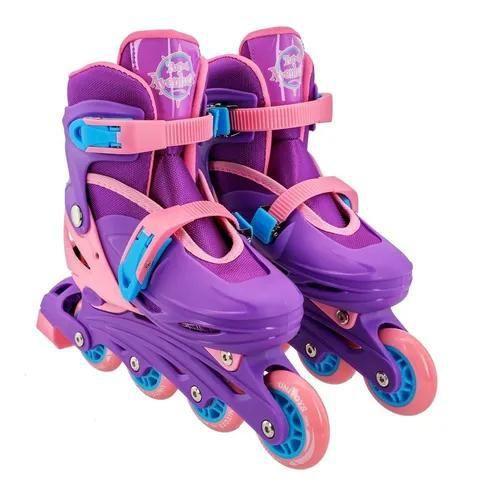 Imagem de Patins Infantil Roxo Com Kit De Proteção Tamanho 34 Ao 37