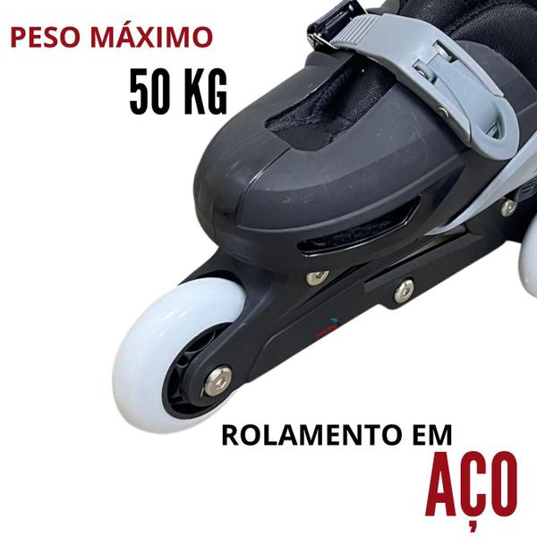 Imagem de Patins Infantil Tri Line 3 Rodas Preto 2 EM 1 Ajustável  PP 27 ao 30 Com Kit Proteção Capacete Joelheira Cotoveleira Proteção Mãos