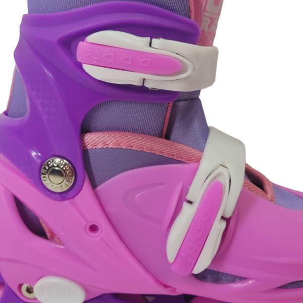 Imagem de Patins Inline Ajustável Kit Proteção DMR6544 Rosa 30-33