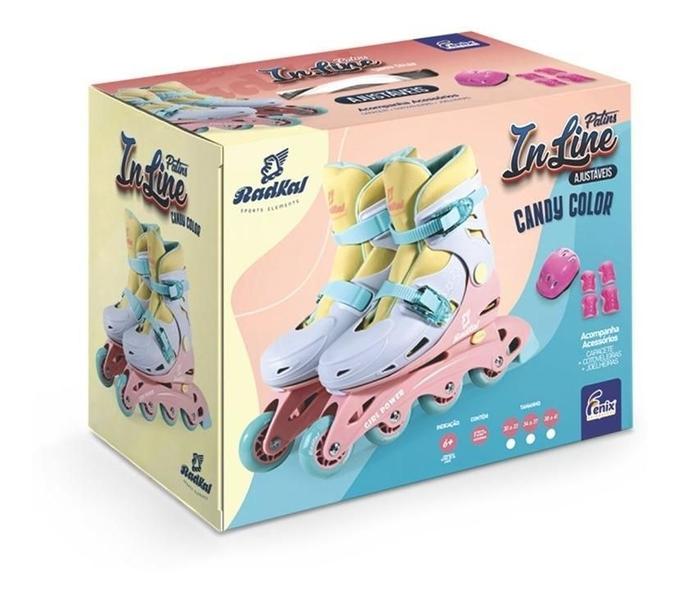 Imagem de Patins Inline Candy Color Com Acessórios 39 - 41 Fenix