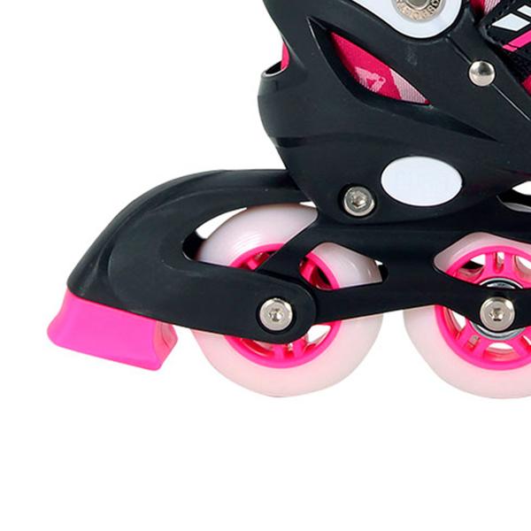 Imagem de Patins Inline Infantil Ajustável Rosa Feminino Menina - Dm Toys