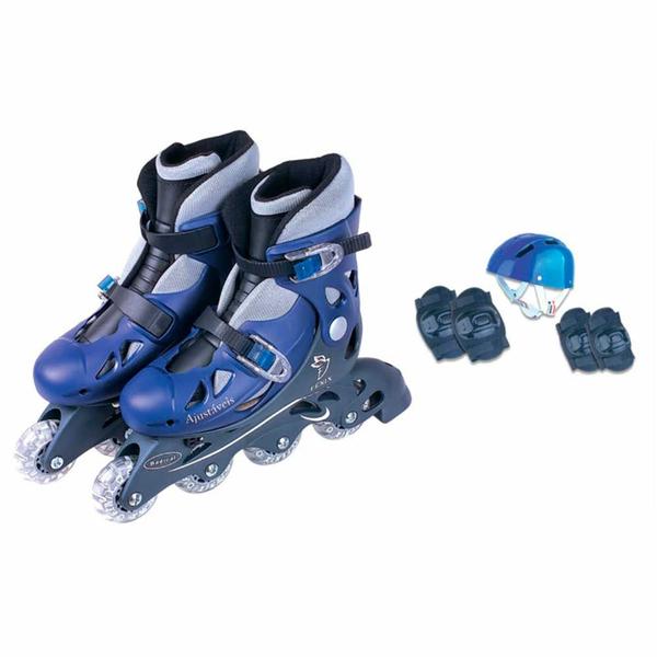 Imagem de Patins Inline - Kit de Proteção - Ajustável - 30 a 33 - Azul - Fenix