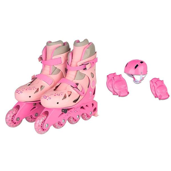 Imagem de Patins Inline - Kit de Proteção - Ajustável - 30 a 33 - Rosa - Fenix