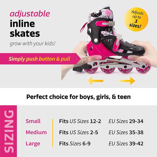 Imagem de Patins Inline New Bounce ajustáveis para crianças de 8 a 12 anos, rosa