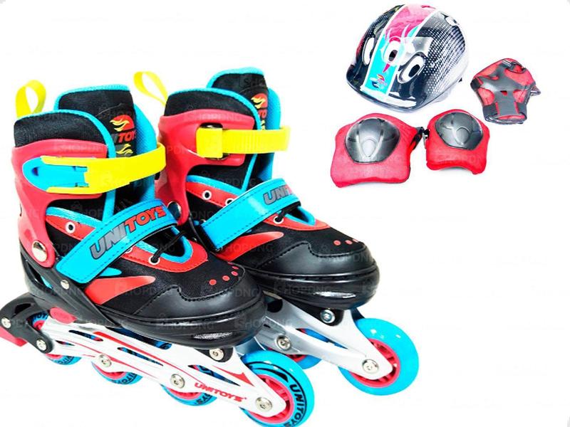 Imagem de Patins Inline Preto + Kit Proteção 33 ao 37 (1372)