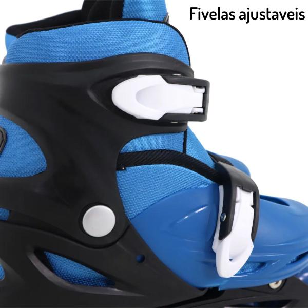 Imagem de Patins Inline Rollers Ajustavel Masculino Com Kit Proteção M