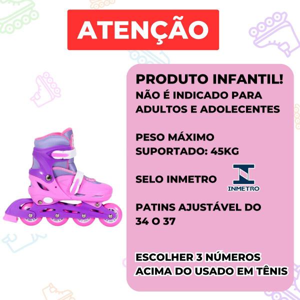 Imagem de PATINS INLINE ROSA AJUSTÁVEL 34 ao 37 DM RADICAL