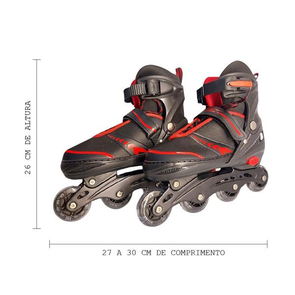 Imagem de Patins Juvenil Ajustável Com Luz LED BH Store 39 - 42