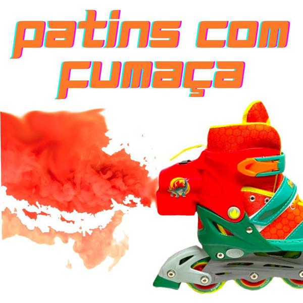 Imagem de Patins Led Fumaça Tam 34 37 Infantil Laranja Smoke Masculino