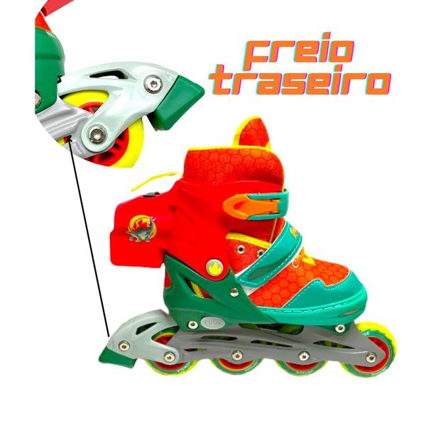 Imagem de Patins Led Fumaça Tam 34 37 Infantil Laranja Smoke Masculino