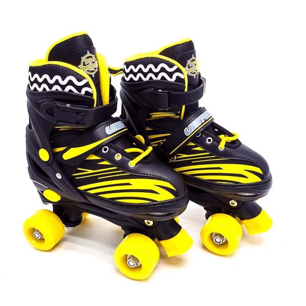 Imagem de Patins Quad Infantil Preto Ajustável 34 a 37 + Kit Proteção