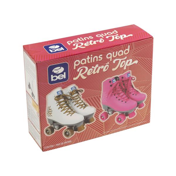 Imagem de Patins Quad Retrô Branco & Dourado Bel