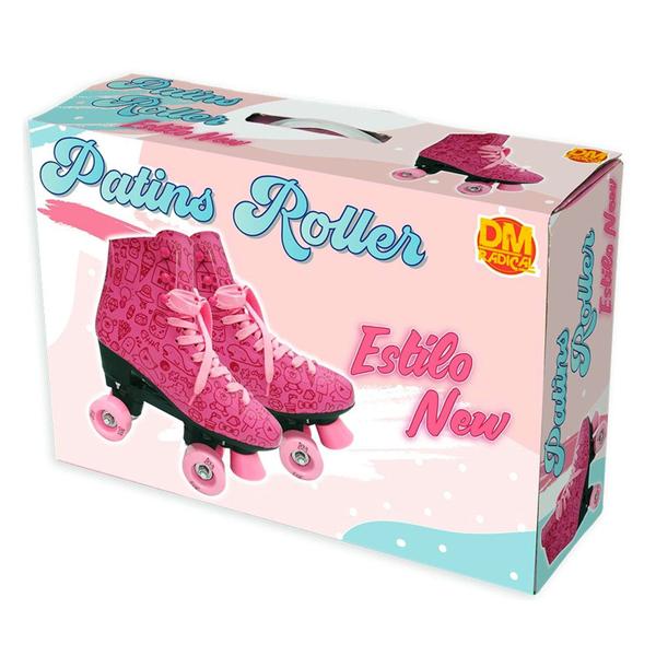 Imagem de Patins Quad Roller New 4 Rodas 32-38 Rosa Meninas - Dm Toys