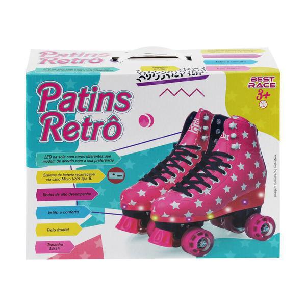 Imagem de Patins Retrô Clássico 4 Rodas Com Led Tam. 33/34 - BBR Toys