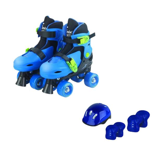 Imagem de Patins Roller 04 Rodas Azul Com Acessorios - Fenix