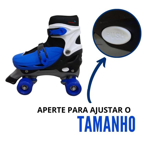 Imagem de Patins Roller 4 Rodas Infantil Azul Importway Ajustável 35 Ao 38 Patins Quad