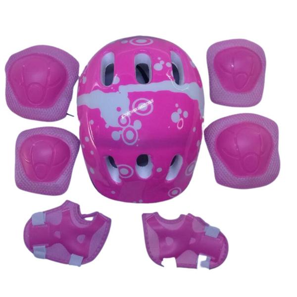 Imagem de Patins Roller De 4 Rodas Rosa Com Kit De Proteção Tm:28/31