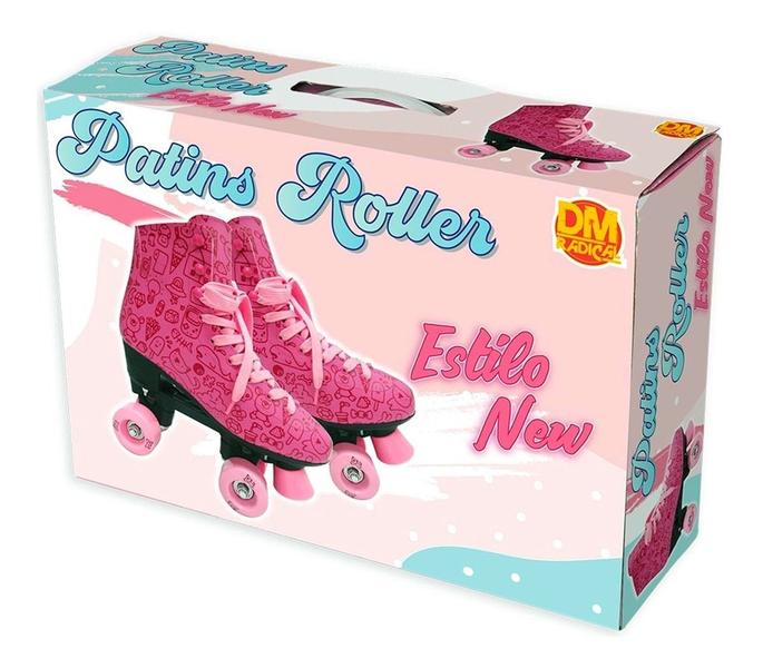 Imagem de Patins Roller Feminino Estilo New Rosa - Dm Toys