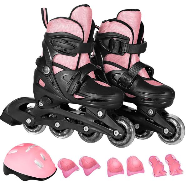 Imagem de Patins Roller Infantil Ajustável Com Kit Proteção Completo