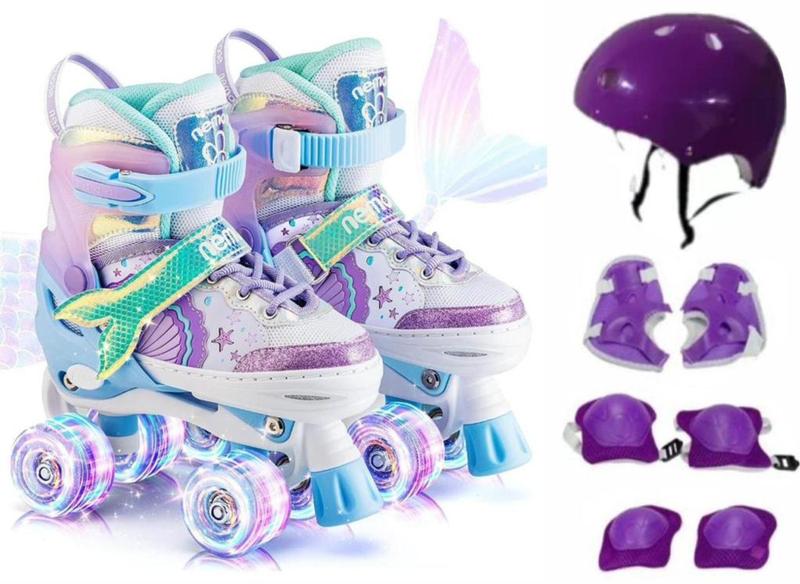 Patins Roller Infantil Sport 4 Rodas Sereia Led c/ Kit Proteção Patins Roller Infantil Sport 4 Rodas Sereia Led c/ Kit Proteção