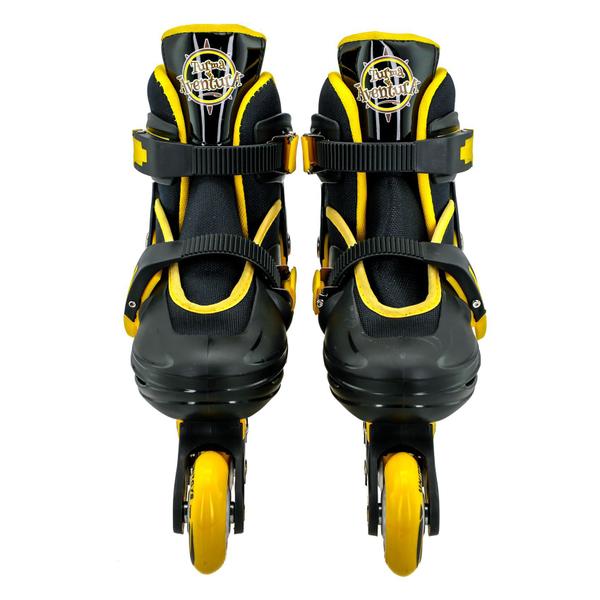 Imagem de Patins Roller Inline + Kit Proteção Ajustável 34-38 Amarelo