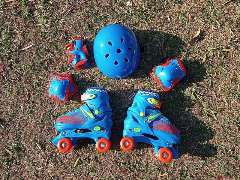 Imagem de Patins Roller Quad Infantil 4 Rodas 34-37 + Kit De Proteção - UNITOYS