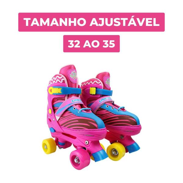 Imagem de Patins Roller Quad rosa infantil Ajustavel 34-37